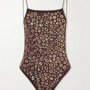 ISO!!!! Oseree Brown Studded Maillot One Piece